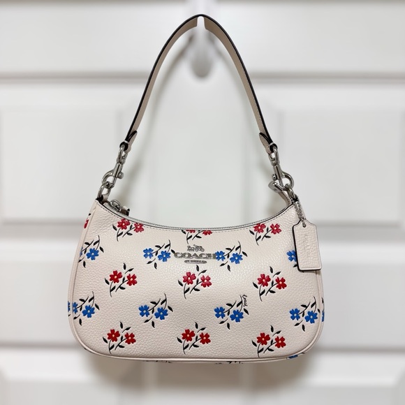 Coach Handbags - Coach Teri Floral Chalk Multi Pebbled Leather Shoulder Bag NWOT